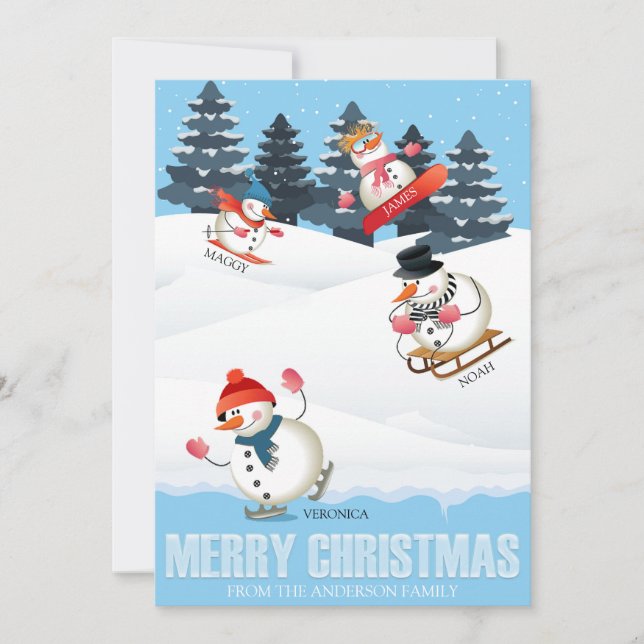 Wintersport Snowmen Illustration Christmas (Front)