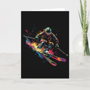 Wintersports Alpine Paint Splash Skier Snow Ski Bo Card
