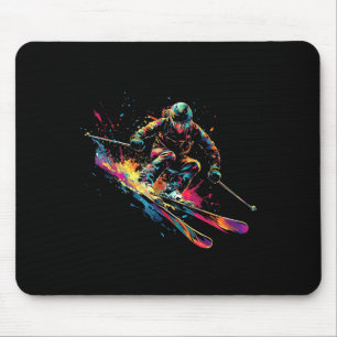 Wintersports Alpine Paint Splash Skier Snow Ski Bo Mouse Pad