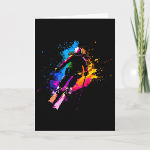 Wintersports Alpine Paint Splash Skier Snow Ski Gi Card