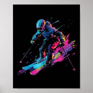 Wintersports Alpine Paint Splash Skier Snow Ski Gi Poster