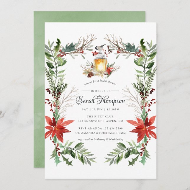 Wintertide Woodland Christmas Bridal Shower Invitation (Front/Back)