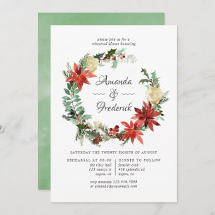 Wintertide Woodland Christmas Rehearsal Dinner Invitation