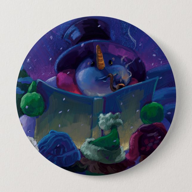 Wintertime Reading 10 Cm Round Badge (Front)