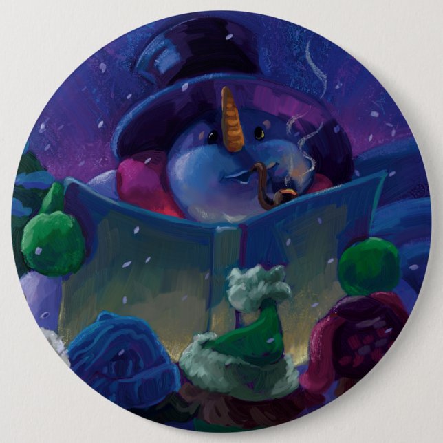 Wintertime Reading 6 Cm Round Badge (Front)