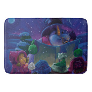Wintertime Reading Painting Bath Mat