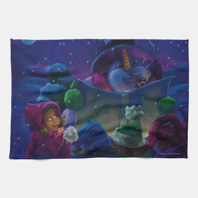 Wintertime Reading Tea Towel (Horizontal)