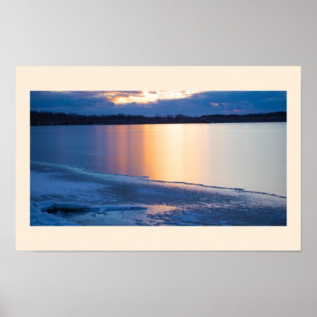  Wintertime River Sunset Poster (Front)