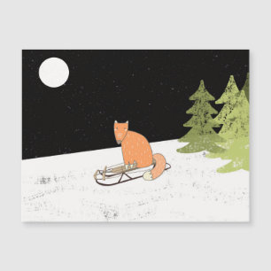 Wintertime- Sledding Fox - Illustration