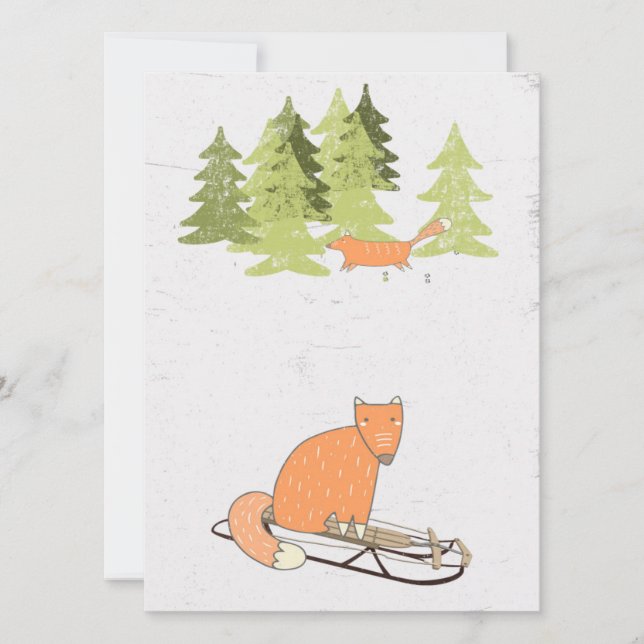 Wintertime- Sledding  Fox - Illustration (Front)