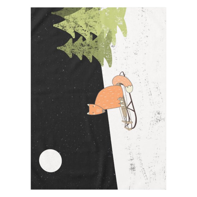 Wintertime- Sledding  Fox - Illustration Tablecloth (Front)