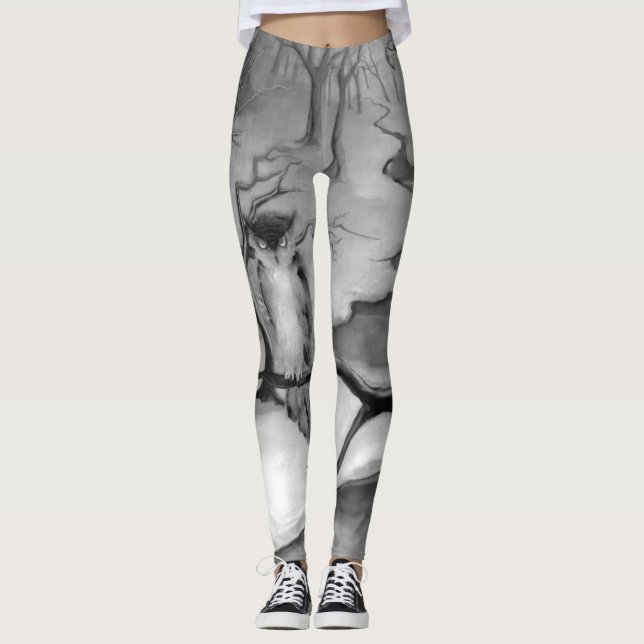 "Winterwood" B&W Leggings (Front)