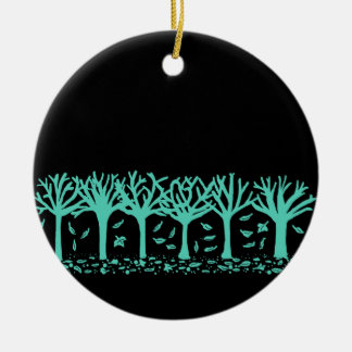WIntery Autumn trees & leaves silhouette ornament