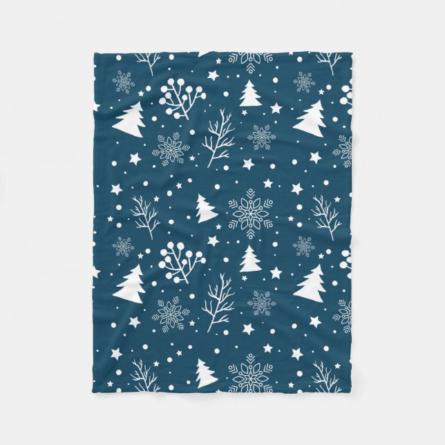 Wintery Blue Fleece Blanket (Front)