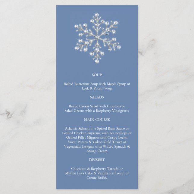 Wintery Crystal Snowflake Menu (Front)
