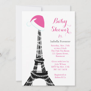 Wintery Eiffel Tower Baby Shower Invitation