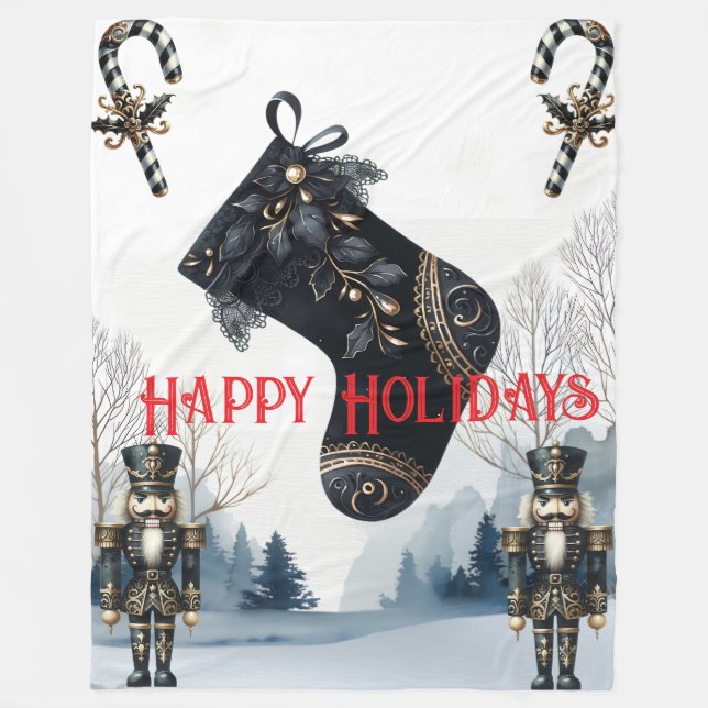 Wintery Gothic Holiday Fleece Blanket (Front)