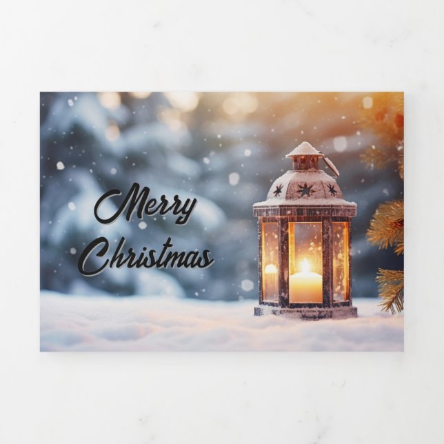 Wintery Lantern Merry Christmas Card (Cover)