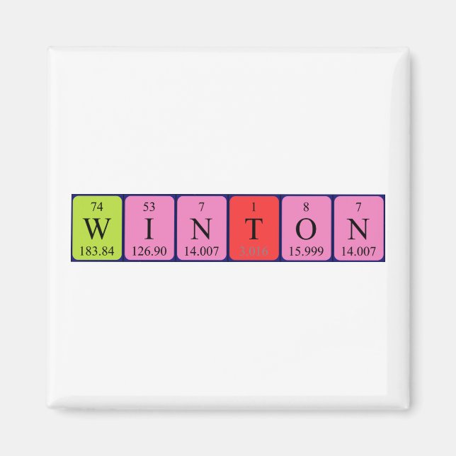 Winton periodic table name magnet (Front)