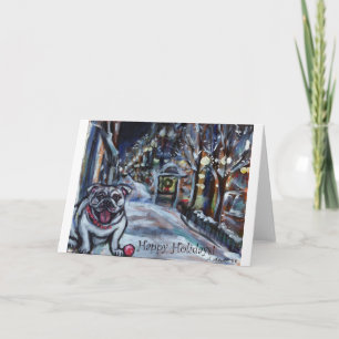 Wintry Bulldog xmas scene Holiday Card