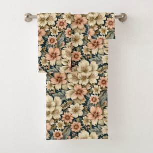 Wintry Floral Azaleas and Rose Bath Towel Set