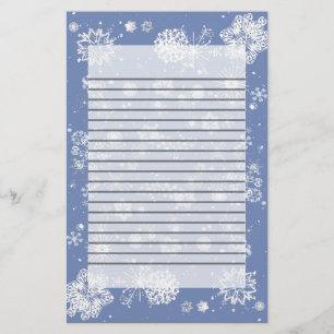 Wintry Snowflakes Border Lined Writing Paper