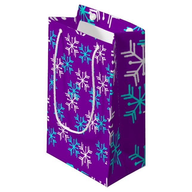 Wintry Snowflakes Small Gift Bag (Front Angled)