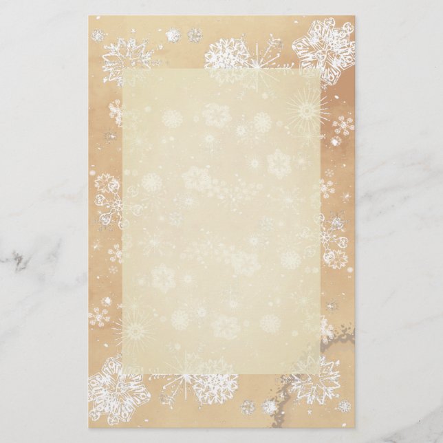 Wintry Snowflakes Vintage Writing Paper (Front)