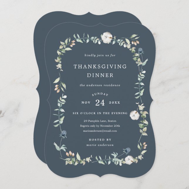 Wintry Thanksgiving Dinner Invitation (Front/Back)