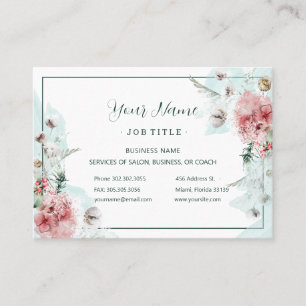 Wintry Watercolor Floral Salon Business Card