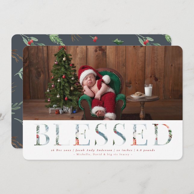 Wintry Wonderland Holiday Birth Announcement (Front/Back)