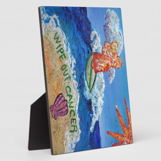 Wipe Out Cancer Angel Art Painting Gift Plaque (Side)