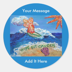 Wipe Out Cancer Angel Art Sticker Decals