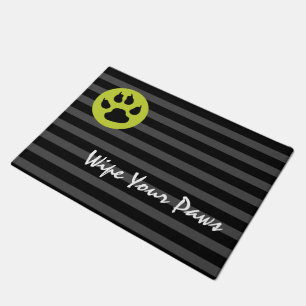 Wipe Your Paws Dog Green Grey Black Doormat
