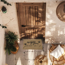 Wipe Your Paws Funny Pet Typography Brown Pawprint