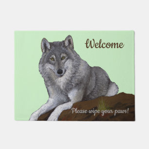Wipe Your Paws Wolf Doormat