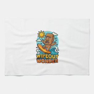 Wipeout Moai Chibi Surf Fail Tea Towel