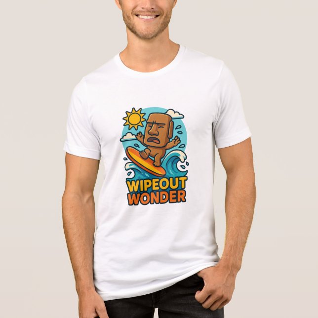 Wipeout Moai Chibi Surf Fail Tri-Blend Shirt (Front)