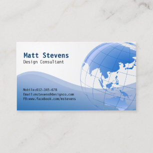 Wire Blue Globe Asia Australia Business Card