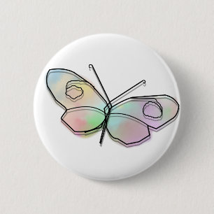 Wire Butterfly 6 Cm Round Badge
