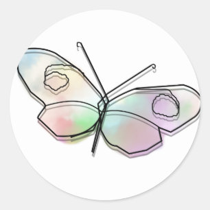 Wire Butterfly Classic Round Sticker