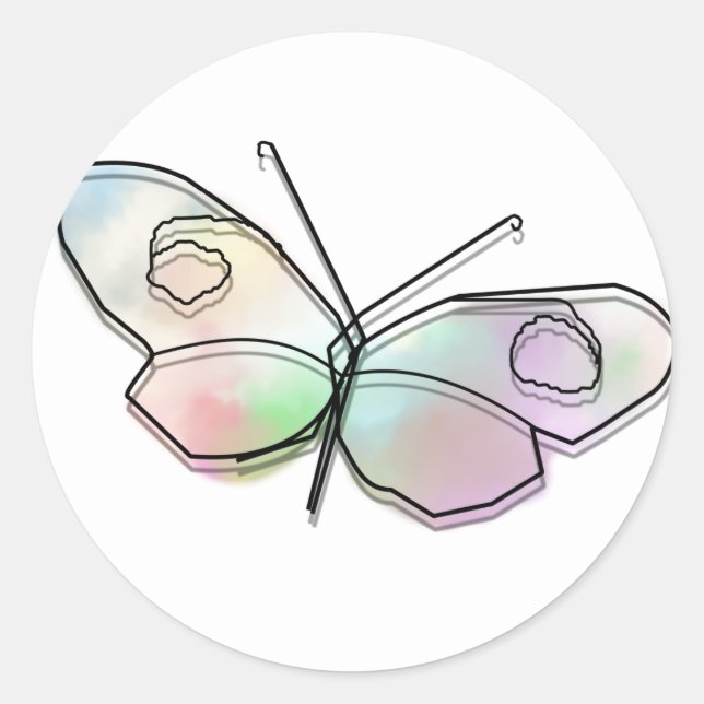 Wire Butterfly Classic Round Sticker (Front)