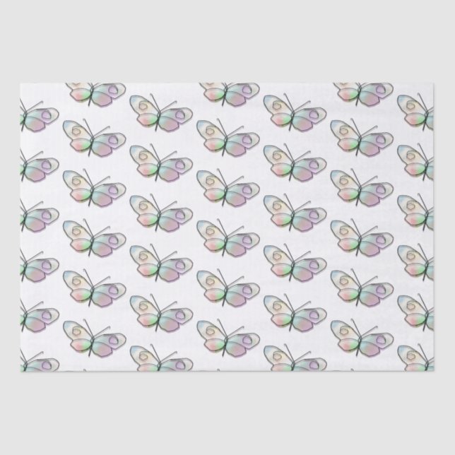 Wire Butterfly Drawing Pattern Tissue Paper (Front)