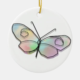 Wire Butterfly Round Ceramic Tree Decoration