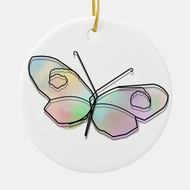 Wire Butterfly Round Ceramic Tree Decoration (Front)