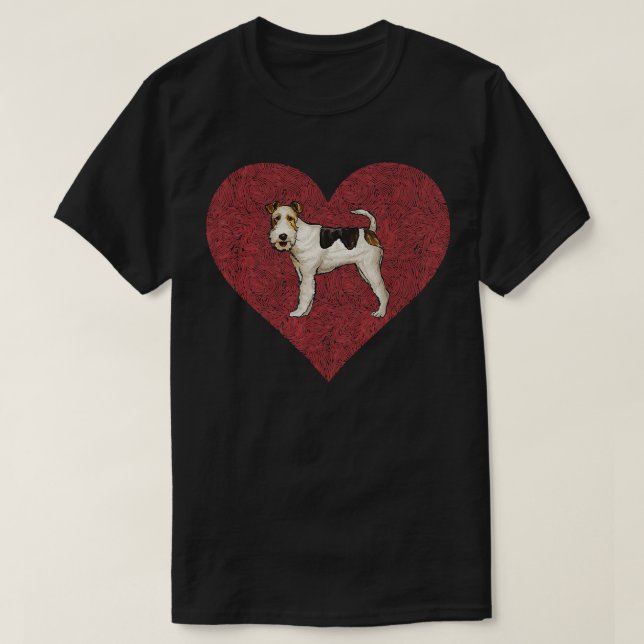 Wire Fo Terrier Valentines Day Dog Love Fingerprin T-Shirt (Design Front)