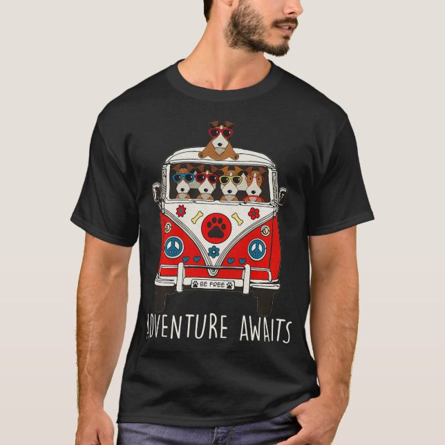 Wire Fox Terrier Adventure Awaits Artwork  T-Shirt (Front)