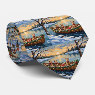 Wire Fox Terrier Christmas Boat Holiday Tie