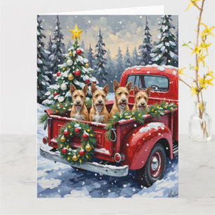 Wire Fox Terrier Christmas Red Truck Holiday Gift Card