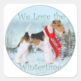 Wire Fox Terrier Christmas Square Sticker